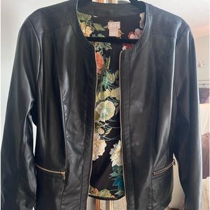 Chicos zipper detail faux leather jacket